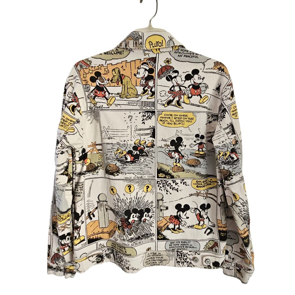 Disney Our Universe Denim Jacket Sz S All Over Print Comic Mickey Minnie Mouse - Picture 3 of 16